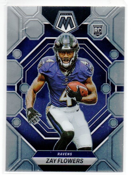 Zay Flowers 2023 Panini Mosaic Rookie Silver Prizm RC #380 Baltimore Ravens