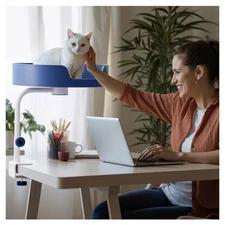 NEW Blue Cat  Desk Bed | Indoor Window or Office Nest | Elevated Space-Saving 