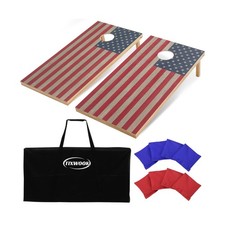 Solid Wood Cornhole Board Set, 4x2ft Regulation Cornhole Game Set with 8 Bean...