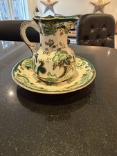 Mason’s Chartreuse Green Ironstone Jug 5 Inches & Saucer
