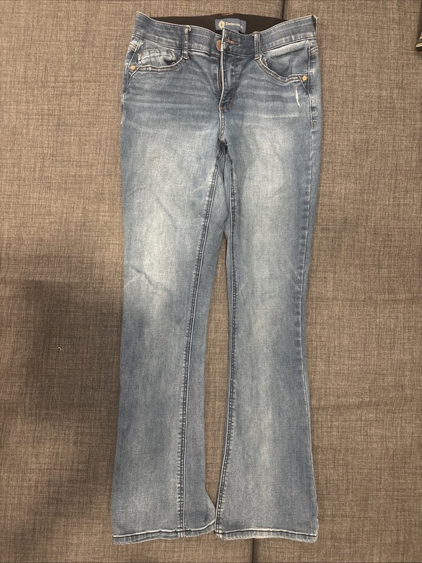 Democracy Womens Boot Cut Jeans 6 Blue Ab Solution Stretch Distressed