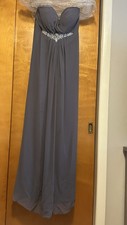 Bill Levkoff Strapless Bridesmaid Dress Size 14 Gray Chiffon Beaded Formal Gown