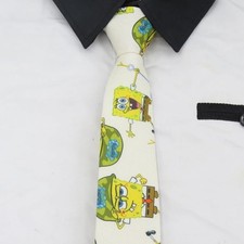 NEW MENS SPONGEBOB SQUAREPANTS NICKELODEON NECKTIE CARTOON NECK TIE  WHITE