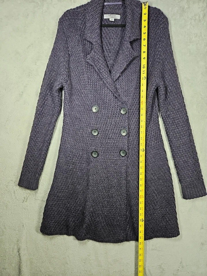 Casaco suéter lapela lapela peito duplo tamanho XL com etiqueta cinza lapela - Imagem 4 de 4