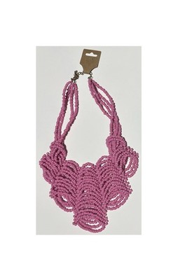 Womens Pink Beaded Statement Necklace,NO MISSING BEADS, High Quality