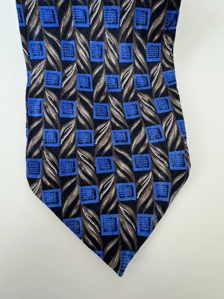 Галстук мужской Dani Moda Maschile синий черный коричневый ручной работы 100% шелк - Изображение 2 из 4