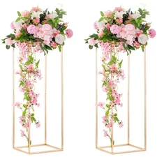 Gold Flower Stand for Table: 31.5” Tall Centerpiece Stand for Wedding Tabl