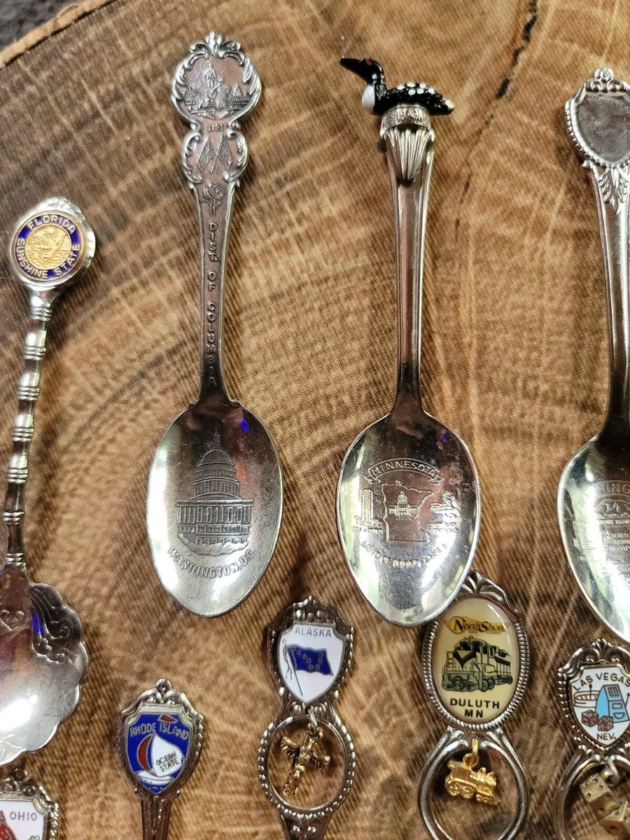 Vintage Souvenir U.S States Spoon Collectibles, 13 Spoons