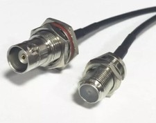 BNC female bulkhead to F female jack RF jumper cable RG174 20cm 8inch NEW