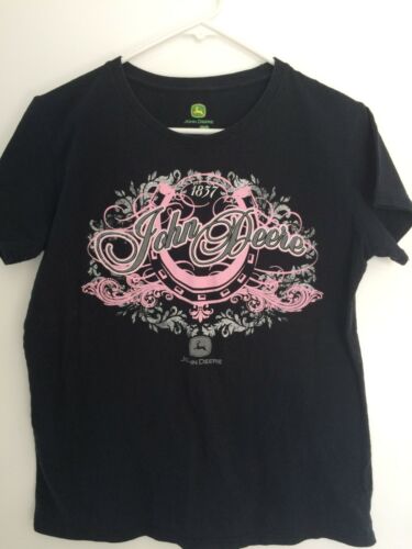 John Deere T Shirt Womens L - Pink/Gray Logo - Picture 1 of 2
