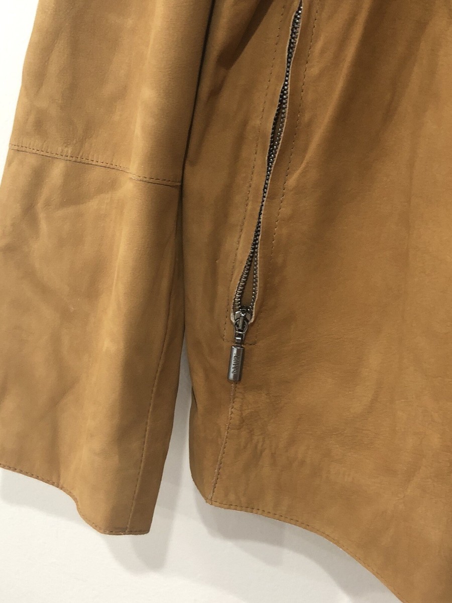 専用ARMANI COLLEZIONI leather jacket brown ARMANI COLLEZIONI Brown Suede Calf Leather Jacket Coat Sz 42