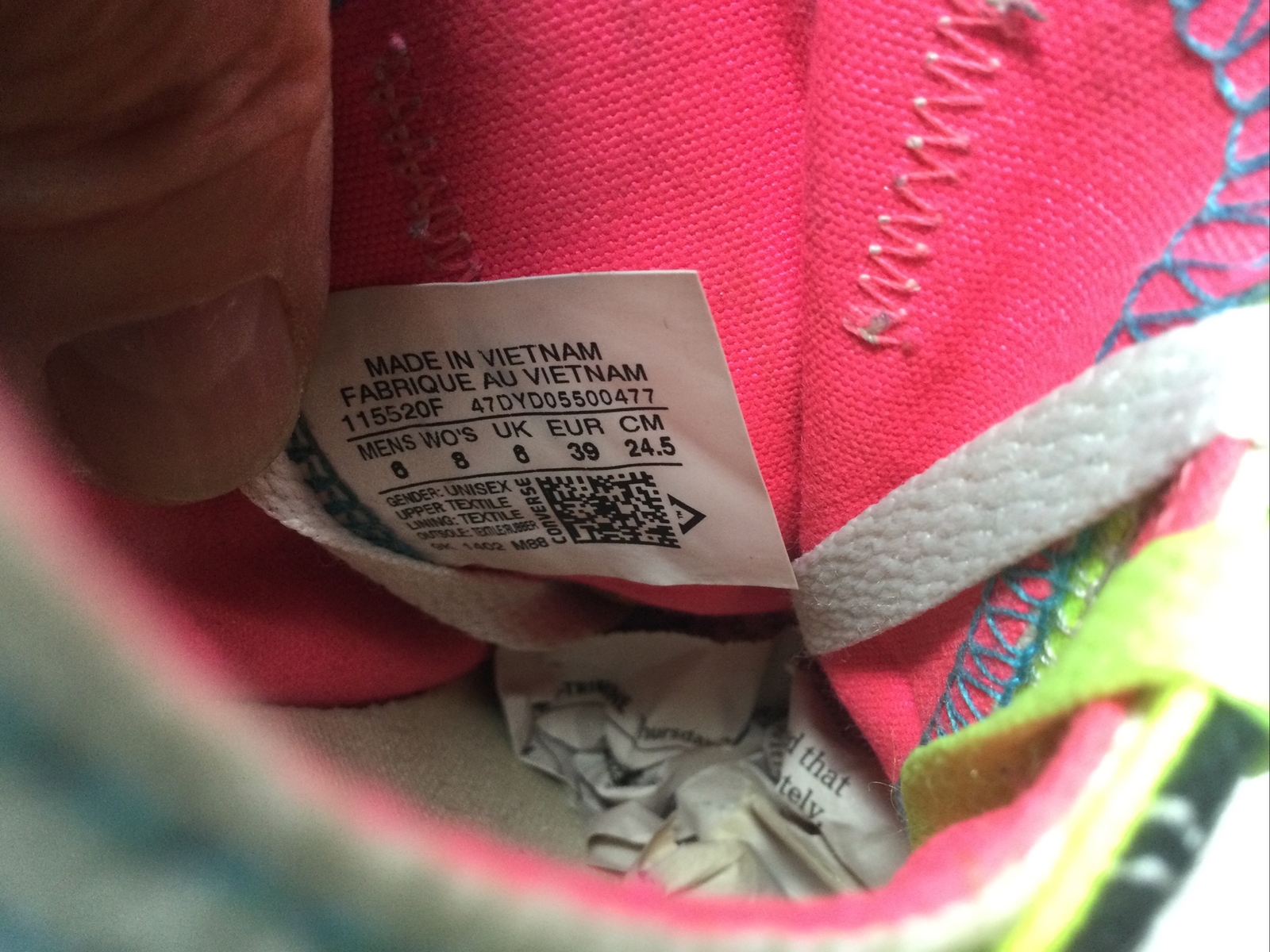 CONVERSE ALL STAR Neon Double Tongue Sneakers Sz Mens 6 / Wo 8 115520F Low Shoes thumbnail 7