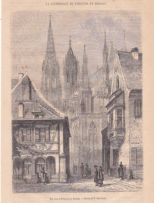 Vue Prise Fribourg En Brisgau Cath Drale Dessin F Stroobant 1866 EBay S L400 