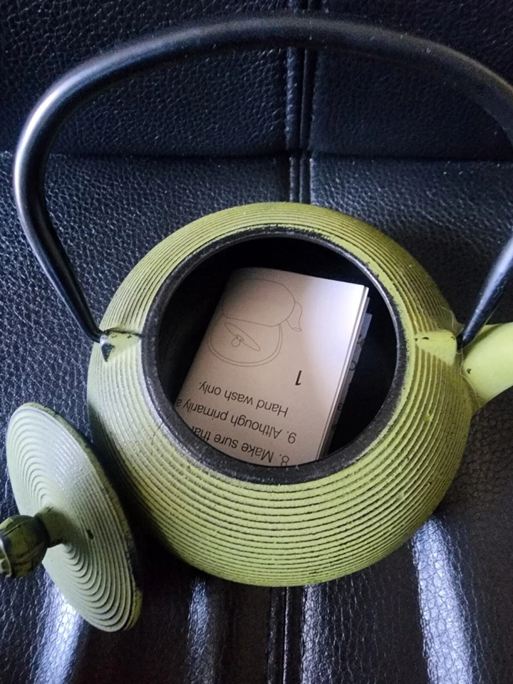 Creative Home Kyusu Cast Iron Tea Pot w/ Stainless Steel Infuser Basket, Green - Image 3 of 4