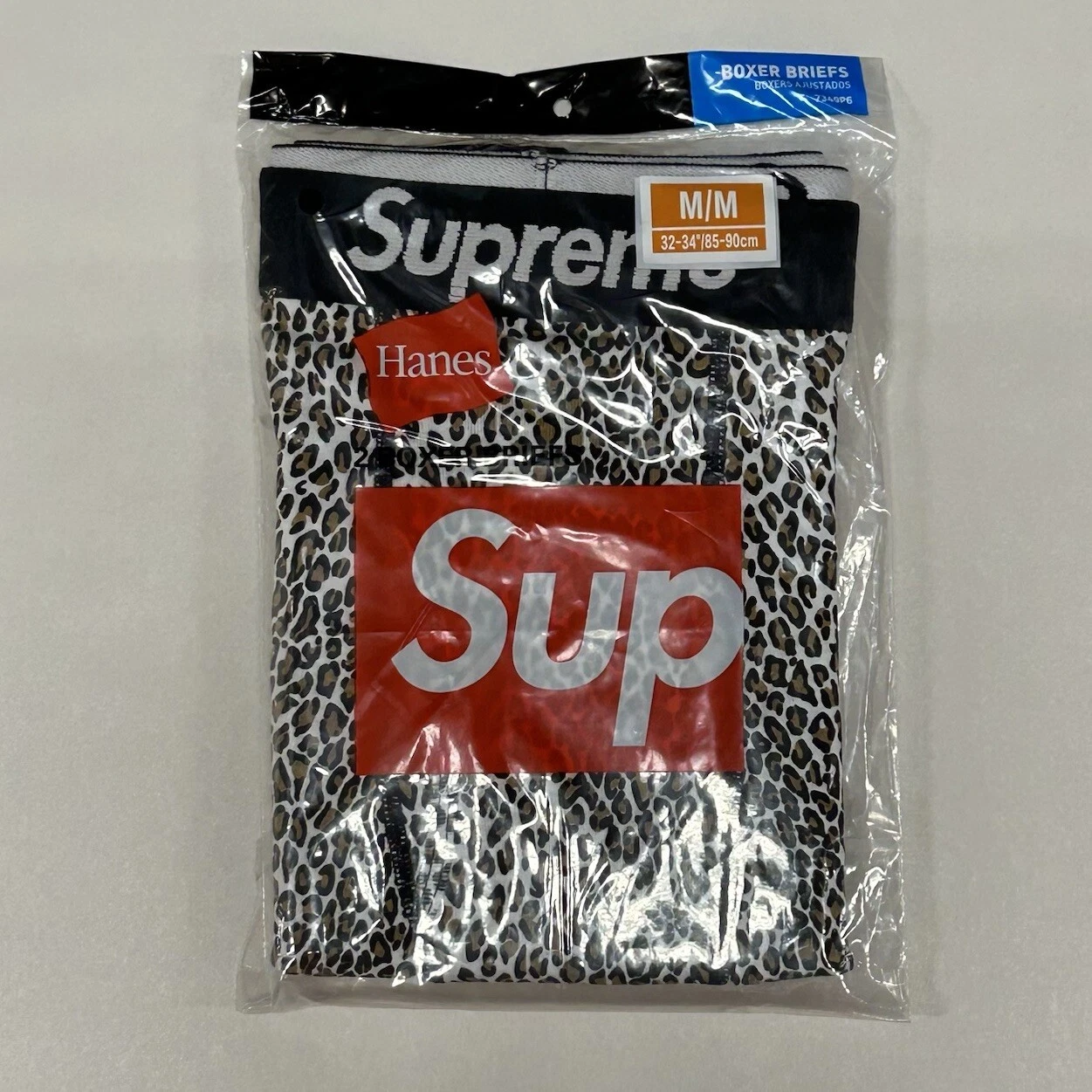 Lot de 2 boxers Supreme logo léopard slip Hanes sous vêtement créateur neuf authentique