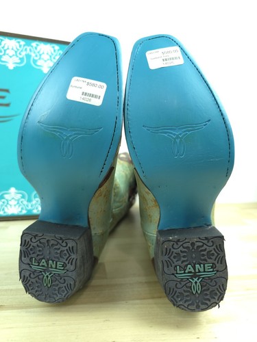 Lane Sunburst Womens Boots Cowboy Turquoise Brown Size 5.5 Snip Toe LB0176A New - Picture 10 of 15