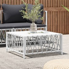 itzcominghome Outdoor Fabric Coffee Table Steel Top Dining Garden Patio 70cm NEW