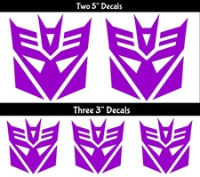 Decepticon Transformers Five Purple Vinyl Decals Car Windows laptop Tablet