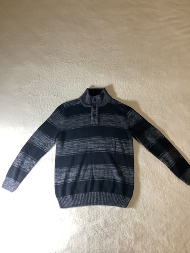 Urban Pipeline Boy’s Black/ Grey Knit 1/4 Button High Collar Sweater Size M - Picture 3 of 5