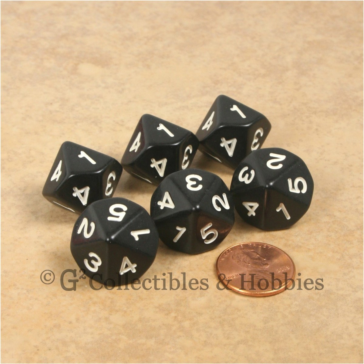 NEW 6 D5 Ten Sided 1 to 5 Twice Black 16mm Dice Set D&D RPG Gaming