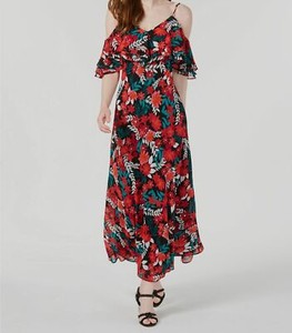 calvin klein red and black floral dress