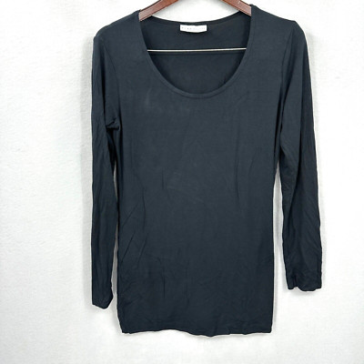 Bryn Walker Tunic Top Womens Small Black Long Sleeve Modal Lagenlook READ