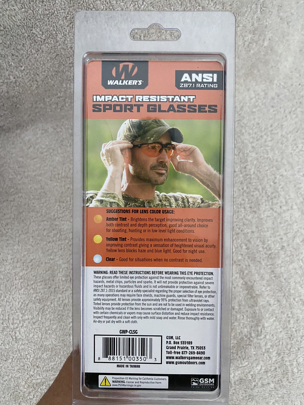 Walker's Impact Resistant Sport Safety Glasses ANSI Z87.1 Rating NEW