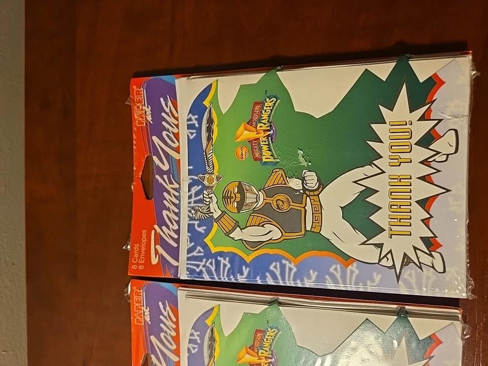 2 УПАКОВКИ ВИНТАЖНЫХ КАРТ POWERRANGERS СПАСИБО/ПРИГЛАШЕНИЯ 8 В УПАКОВКЕ С КОНВЕРТАМИ - Изображение 3 из 4