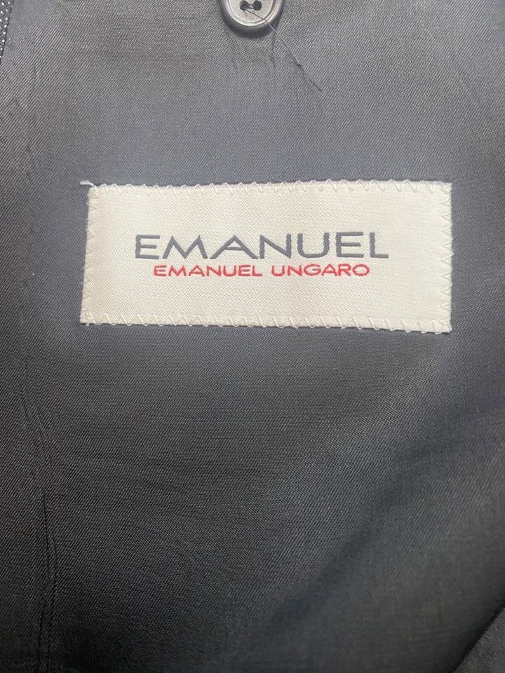 Emanuel Ungaro Blazer 男式 44R 黑色圆点羊毛 Covarra 运动外套夹克 — 第 3/4 张图片