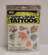 22 Pcs Temporary Tattoos - Glow in the Dark - By Savvi Made in USA New Sealed