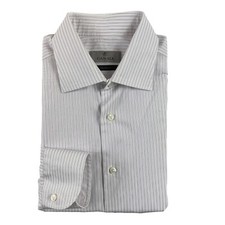 Canali 1934 Exclusive Current White Purple Striped Mens Button Front 15.75/40