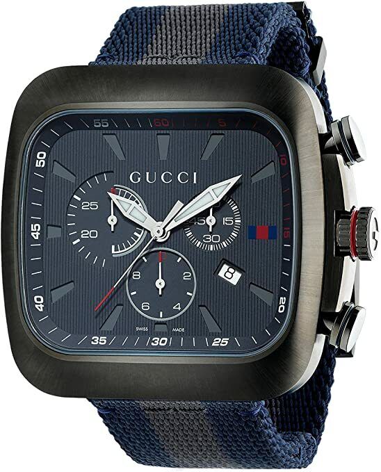 RARE Genuine GUCCI Coupe 44mm Chronograph Blue Grey Square RARE Genuine GUCCI Coupe 44mm Chronograph Blue Grey Square