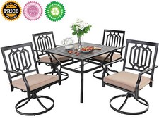 5 Piece Patio Furniture Set Outdoor Dining Table Swivel Chairs Set