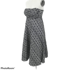 J.Crew Scroll Fit and Flare Strapless Dress Size 2 Lined Navy White Ruched