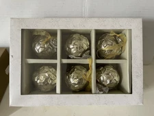 SET OF 6 Glass Christmas Ornaments Glass Bauble Ornaments,Silver