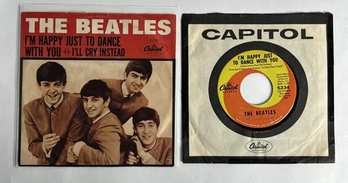 1964 BEATLES - I’M HAPPY JUST TO DANCE +  I’LL CRY INSTEAD - 45 RPM + SLEEVE EX