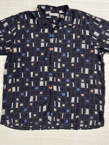 Vtg Guy Laroche Button Up Shirt Men’s 3XLT Geometric Print Viscose Canada - Picture 2 of 14