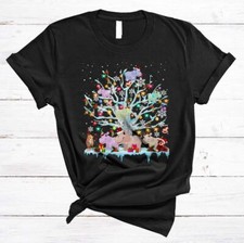 Santa ELF Reindeer Hippopotamus On Christmas Tree Cute Lights Hippo T-Shirt