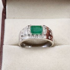 Emerald Octagon Cut With 925 Sterling Silver Ring For Men's B745