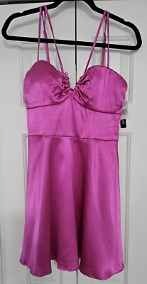 Speechless Juniors' Satin , Zipper, Barbie Pink Dress Size: 7 NWT