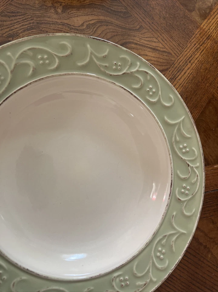 2 tazones de sopa de pasta florales antiguos Pier 1 pasta cereal borde ancho gres 8 7/8" Foto 3 de 4