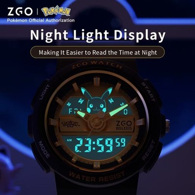 時計 DaiGoemon ZGO Pokémon Pikachu Kids Digital Watch Dual Display Waterproof