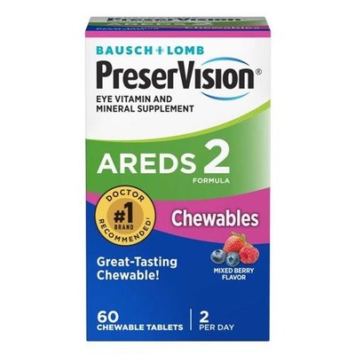 Bausch + Lomb PreserVision Areds 2 Chewables Mixed Berry Flavor 60 Tablets