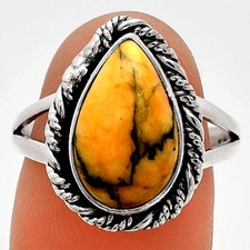 Natural Honey Dendritic Opal 925 Sterling Silver Ring s.8 Jewelry R-1014