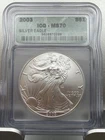 2003 $1 AMERICAN SILVER EAGLE ICG MS70 GREEN LABEL