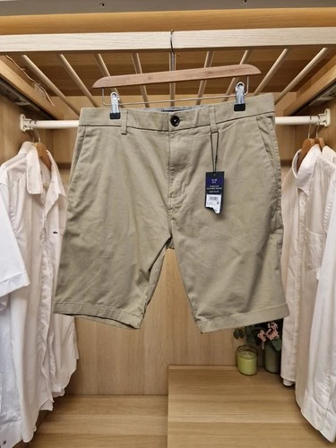 BNWT Next Mens Slim Fit Chino Shorts Beige Cotton Stretch W32 Casual Summer New