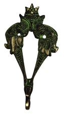 Peacock Design Victorian Repro Handmade Brass Towel Cloth Key 1 Hook Wall Hanger