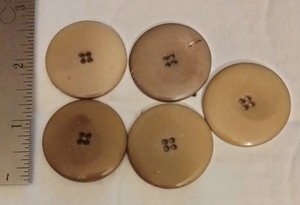 Vintage Large Marbled Coat Buttons Caramel Taupe Set of 5