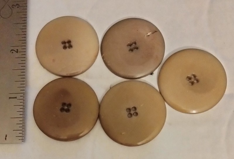 Vintage Large Marbled Coat Buttons Caramel Taupe Set of 5