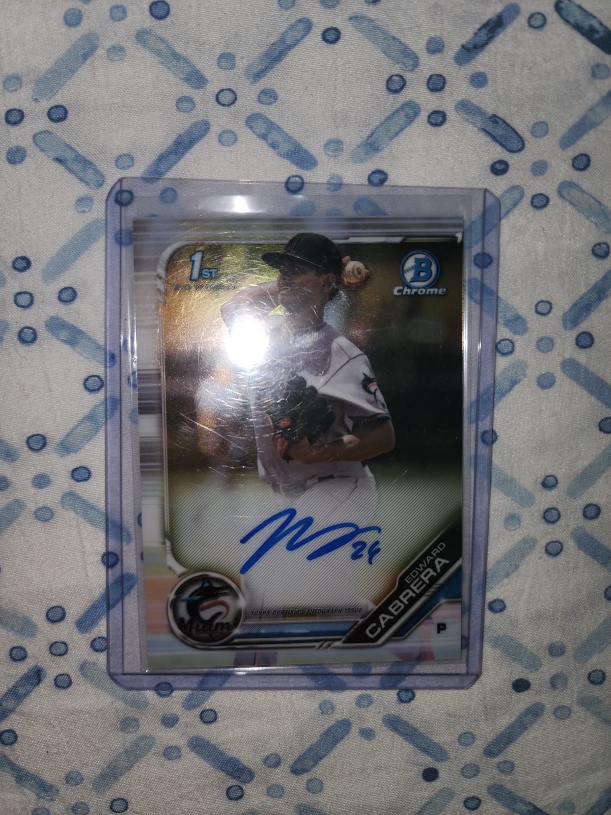 Edward Cabrera 2019 1st Bowman Chrome Auto Miami Marlins Chicago Cubs RC Rookie